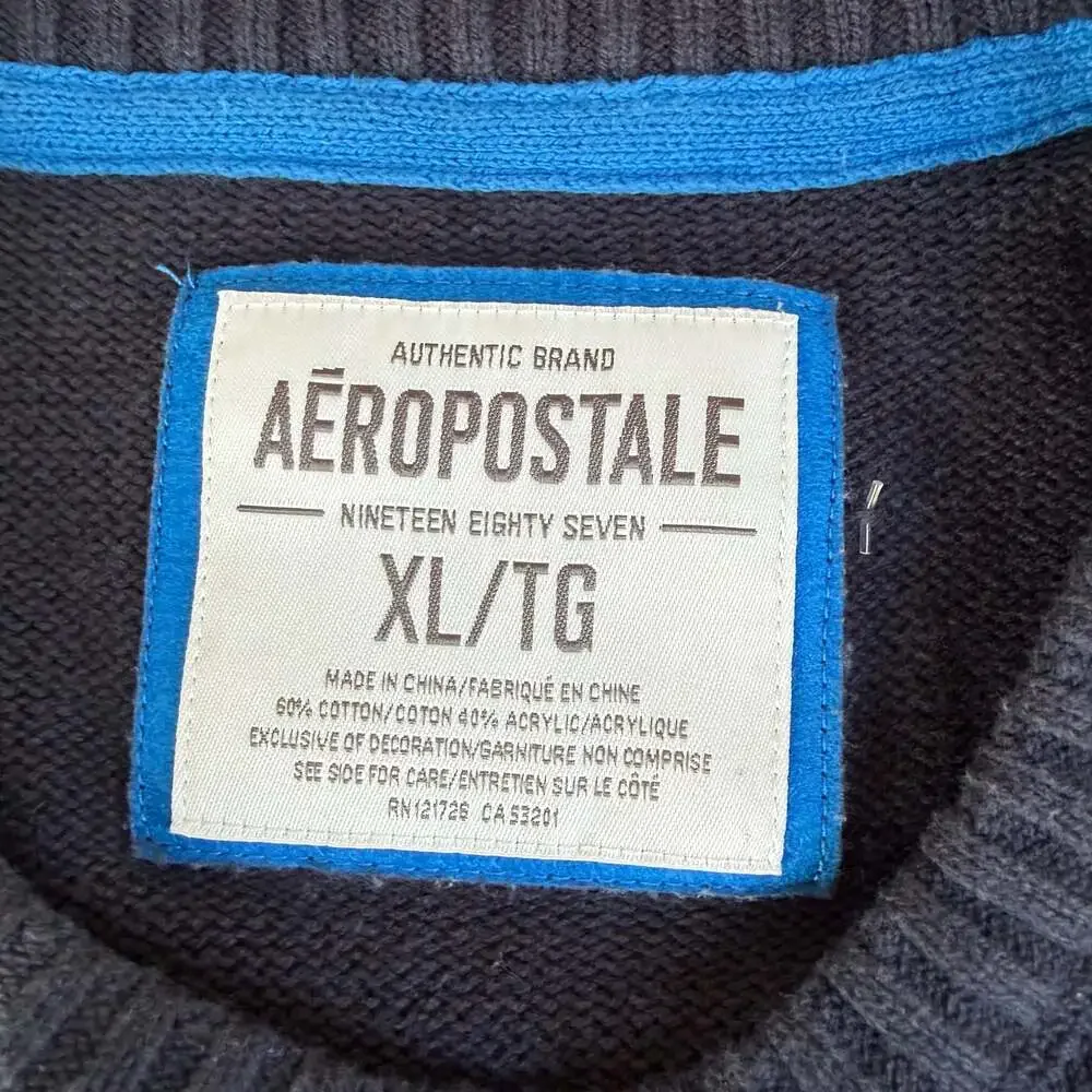 Y2K Aeropostale Men's Crew Neck Colorblock Pullover Sweater Size XL